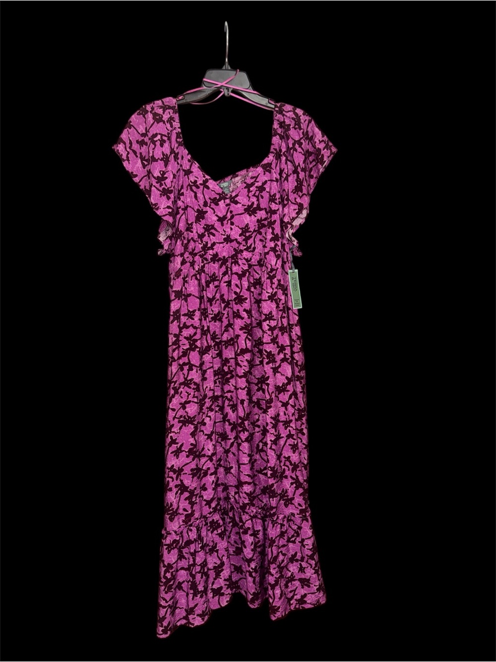 Pink V-Neck Midi Dress